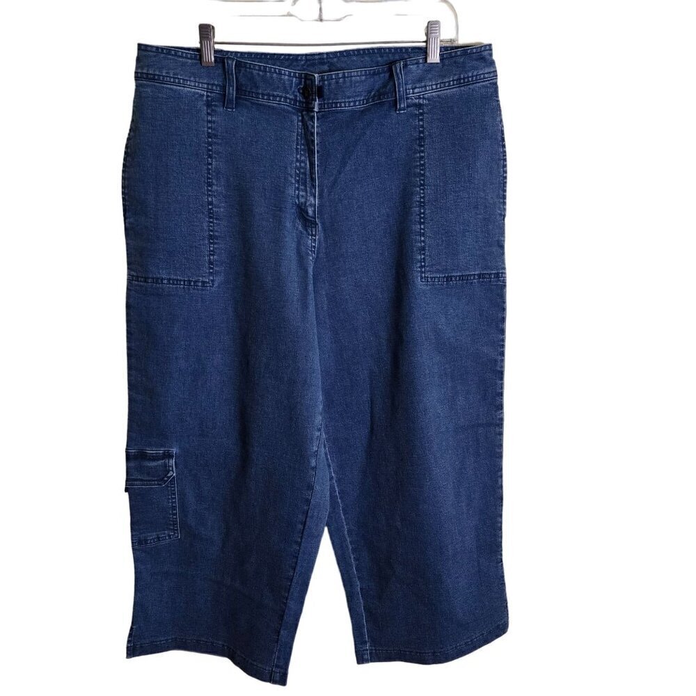 J. Jill Super Wide Leg High Rise Cropped Cargo Jeans Size 18p